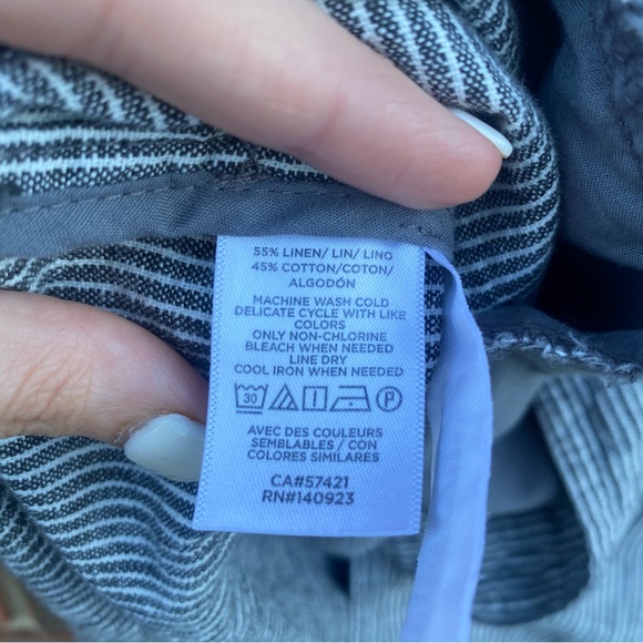 Loft Railroad Stripe Linen Blend Shirt Jacket Gray and White Size Small - Picture 11 of 13